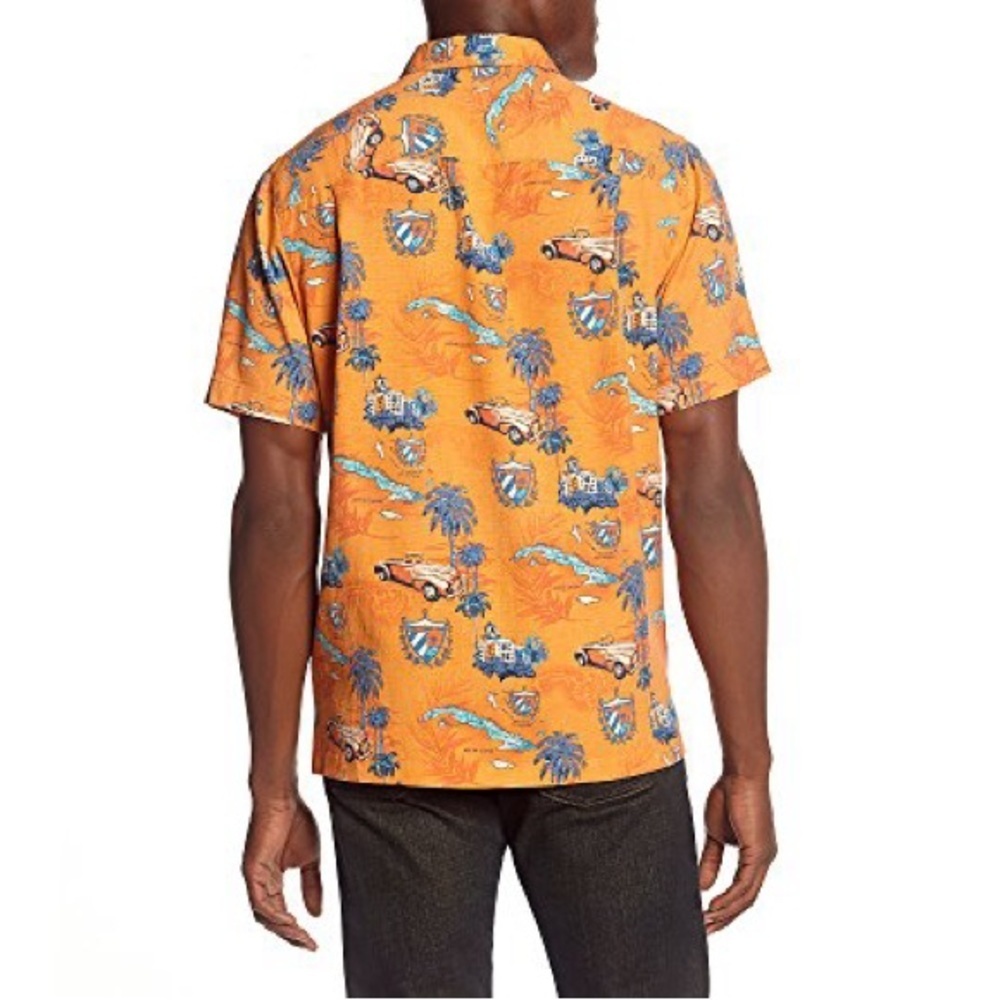 Paradise Collection 100%‎ silk button down shirt bright tropical size XL